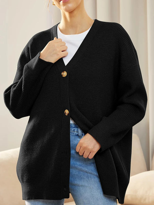 Women's V-Neck Button-Up Knit Cardigan