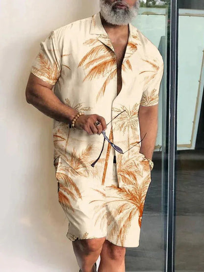Summer Patchwork 3D Print Men Shirt Sets