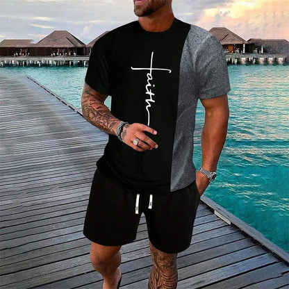 Simple Cross Printed Short-Sleeved T-Shirt