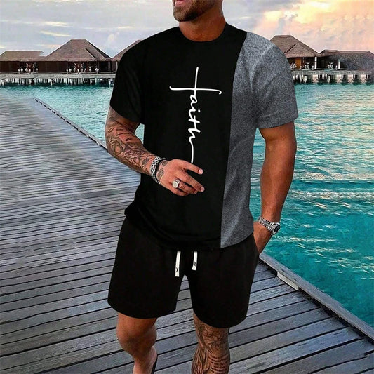 Simple Cross Printed Short-Sleeved T-Shirt