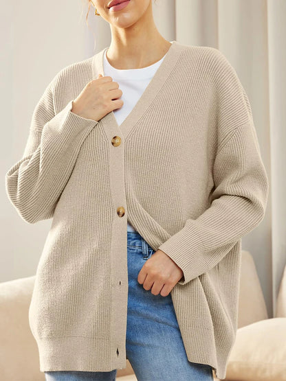 Women's V-Neck Button-Up Knit Cardigan