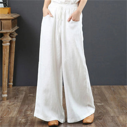 Lady Orange High-Waisted Floor-Length Trousers