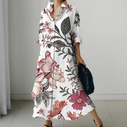 Casual Oversized V-Neck Shirt Dress