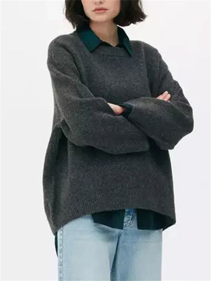 Women's Patchwork Knit Sweater Pullover