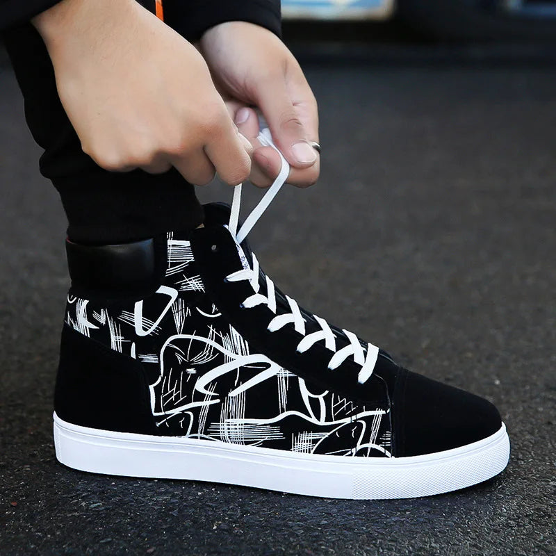 Pair of Men's High-Top Canvas Sneakers