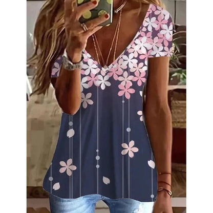 Women’s Striped Gradient V-Neck T-Shirt