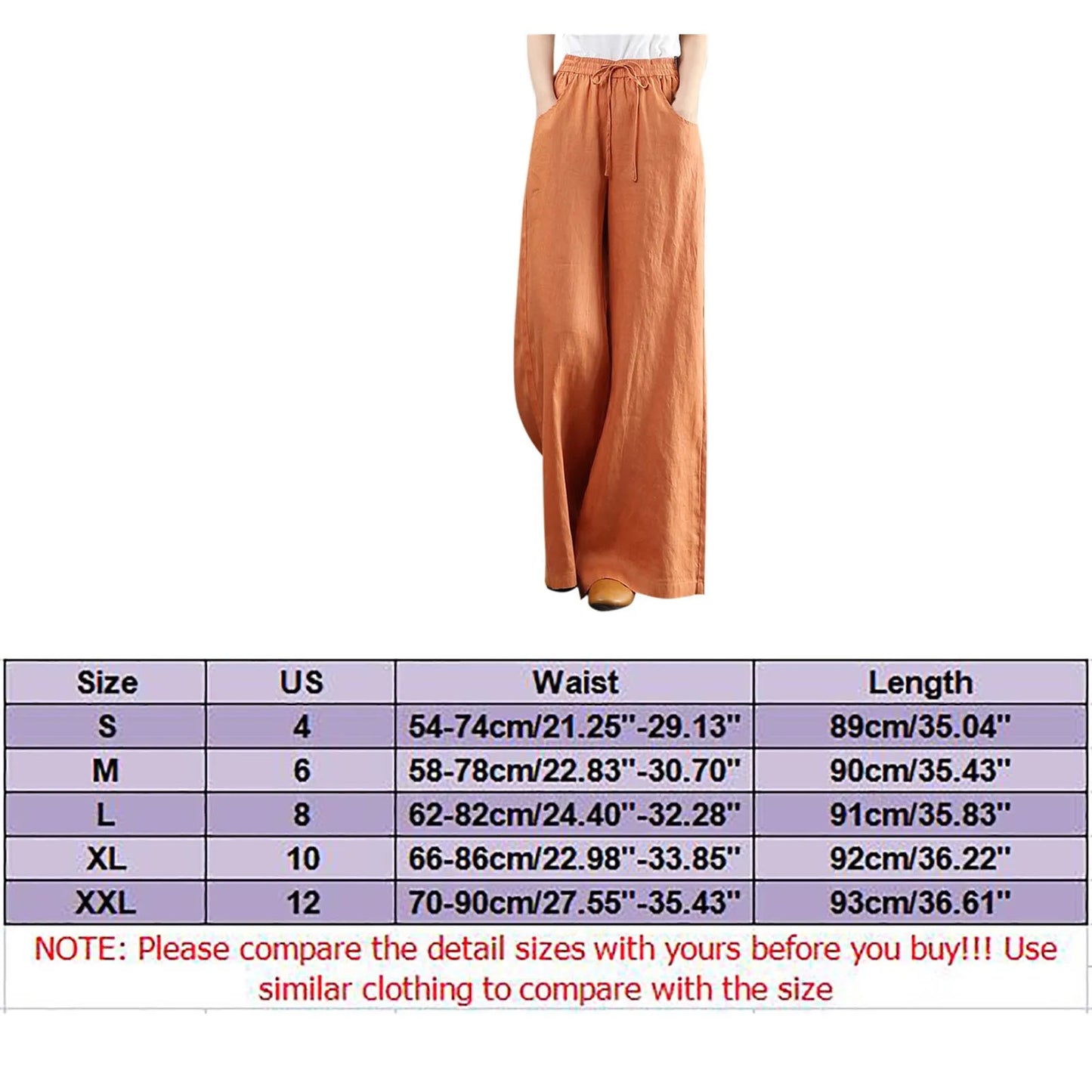 Lady Orange High-Waisted Floor-Length Trousers