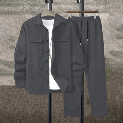 Men’s Solid Color Corduroy 2-piece set