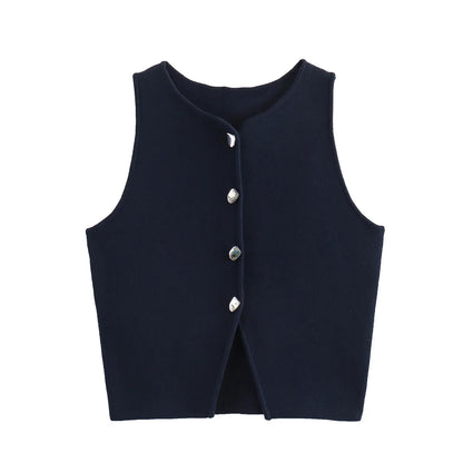 Women's White Knit Crop Tank Top