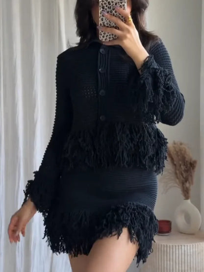 Knitted Hollow-Out Single-Breasted Cardigan