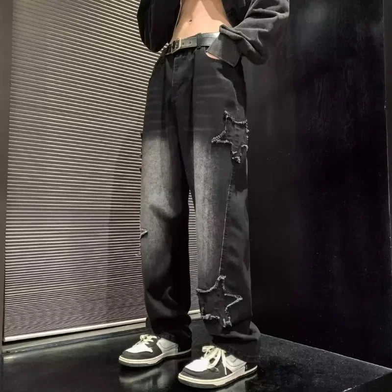Men’s Y2K Star Embroidered Brown Jeans