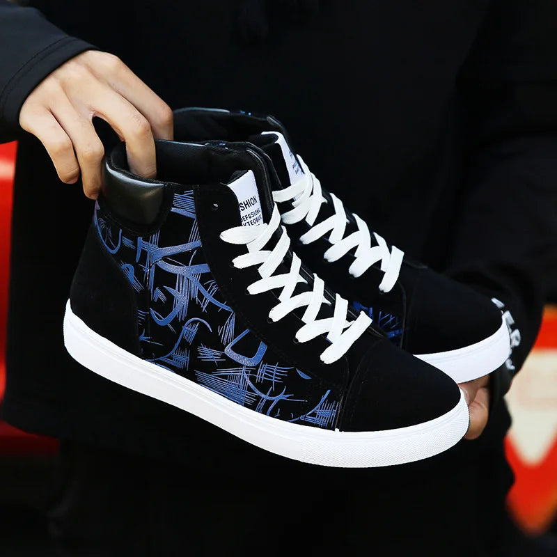 Pair of Men's High-Top Canvas Sneakers