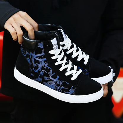 Pair of Men's High-Top Canvas Sneakers