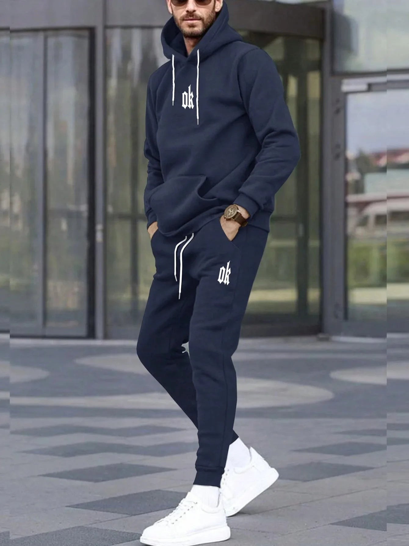 Men Autumn Winter Drawstring Tracksuit