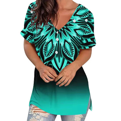 Women’s Striped Gradient V-Neck T-Shirt