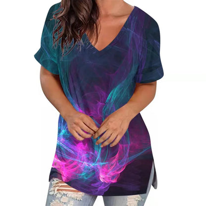 Women’s Striped Gradient V-Neck T-Shirt