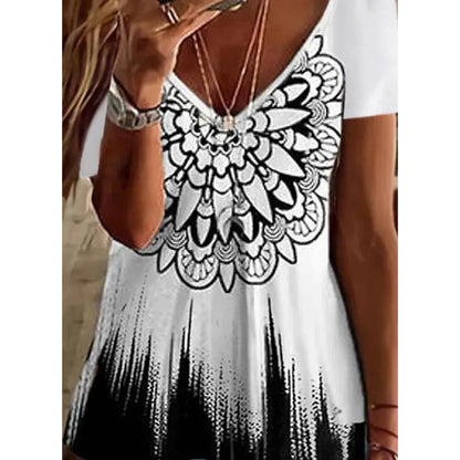 Women’s Striped Gradient V-Neck T-Shirt
