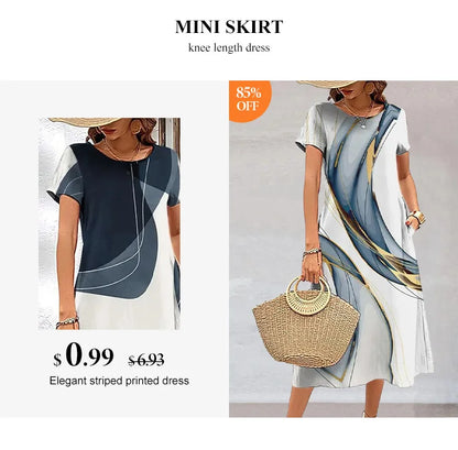 Elegant Streak Print A-Line Dress