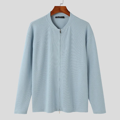 Men’s Textured Zipper Cardigan Sweater