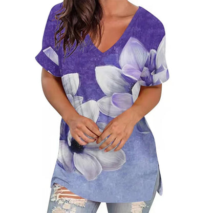 Women’s Striped Gradient V-Neck T-Shirt