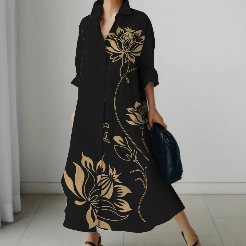 Casual Oversized V-Neck Shirt Dress