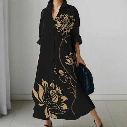 Casual Oversized V-Neck Shirt Dress