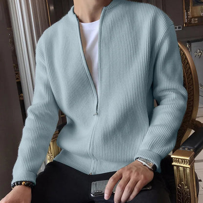 Men’s Textured Zipper Cardigan Sweater