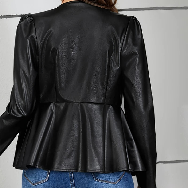 Vintage PU Leather Bomber Jacket