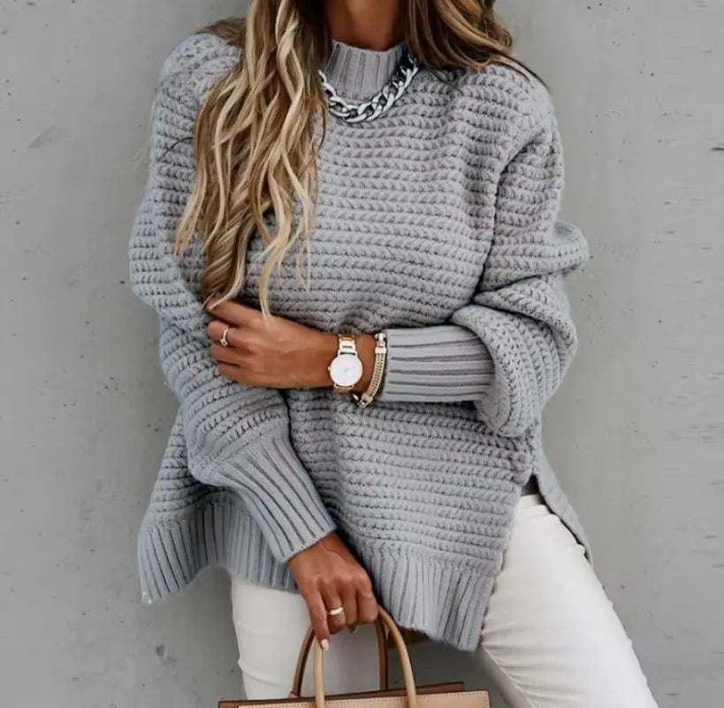 Women's Rib-Knit Mock Neck Pullover Sweater