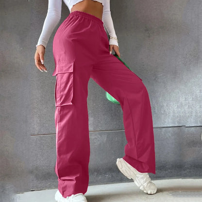 Women’s High-Waist Orange Cargo Trousers