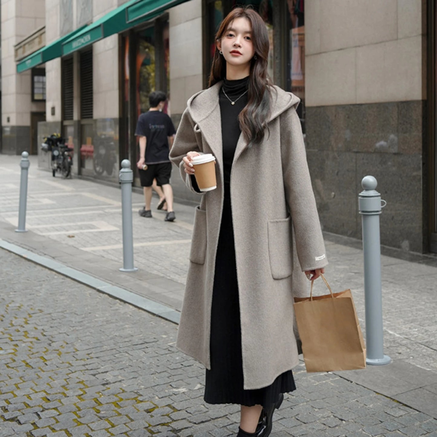 Women’s Color Matching Wool Coat