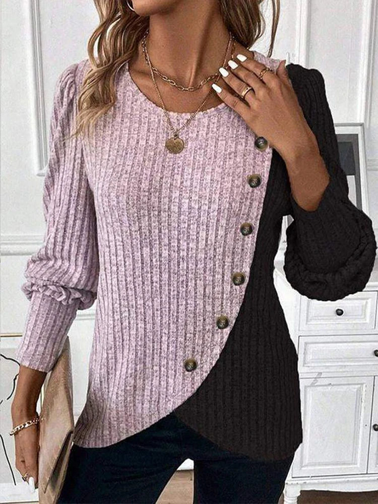 Women's Contrast Color Striped Knit Sweater