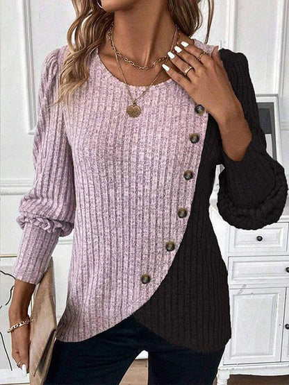 Women's Contrast Color Striped Knit Sweater