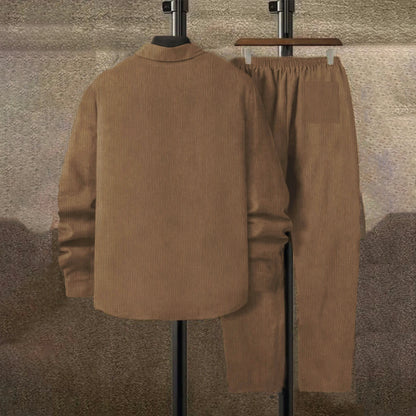Men’s Solid Color Corduroy 2-piece set
