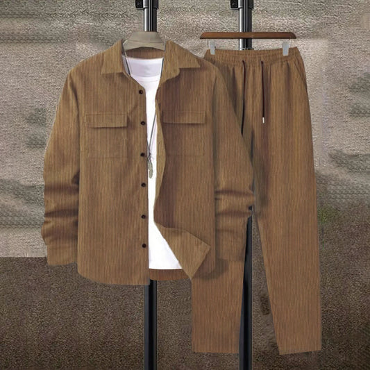 Men’s Solid Color Corduroy 2-piece set