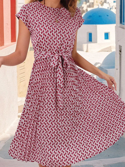 Floral Pleated A-Line Long Dress