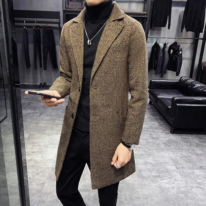Men’s Fashion Woolen Windbreaker Coat