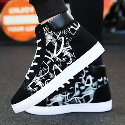 Pair of Men's High-Top Canvas Sneakers