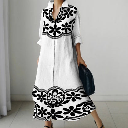 Casual Oversized V-Neck Shirt Dress
