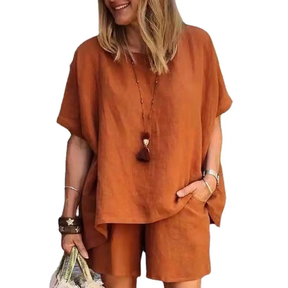 Long-Sleeve Cotton-Linen Blouse