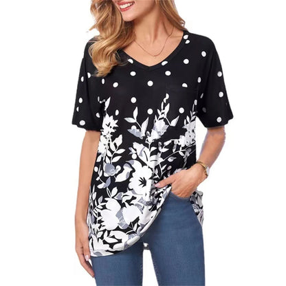 Women’s Striped Gradient V-Neck T-Shirt