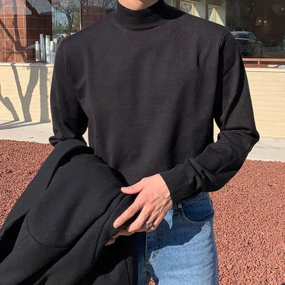 Men's Half Turtleneck Long-Sleeved Knit Sweater