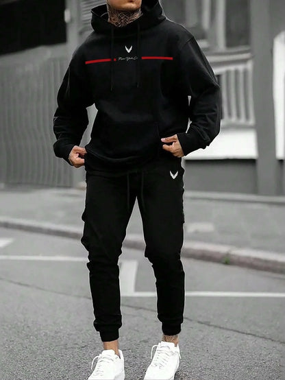 Men Autumn Winter Drawstring Tracksuit