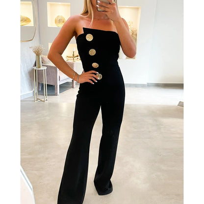 Asymmetrical Bandeau Strapless Jumpsuit