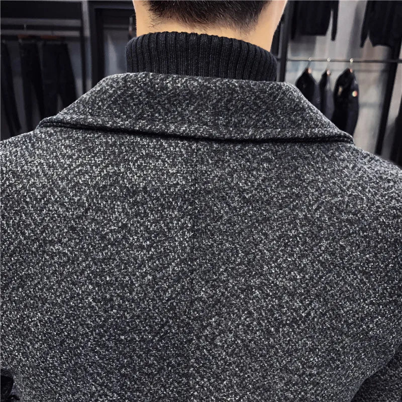 Men’s Fashion Woolen Windbreaker Coat
