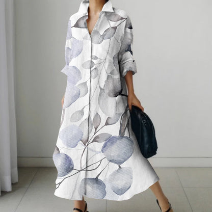 Casual Oversized V-Neck Shirt Dress