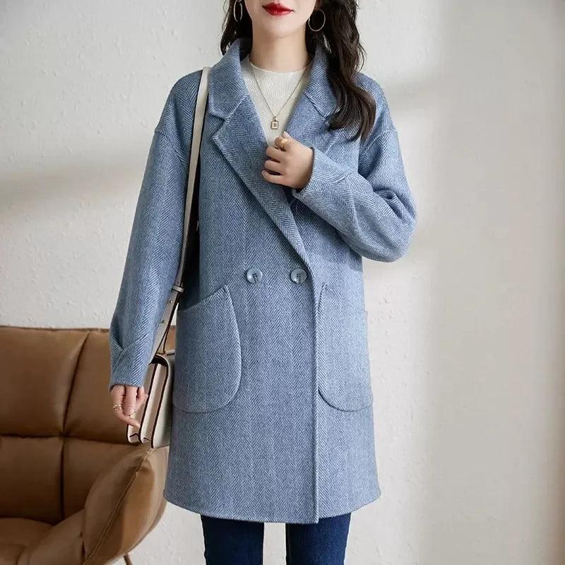 Thickened Mid-Length Woolen Coat