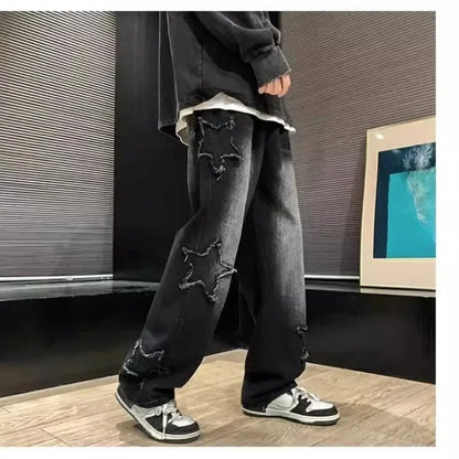 Men’s Y2K Star Embroidered Brown Jeans