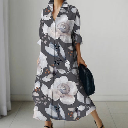 Casual Oversized V-Neck Shirt Dress