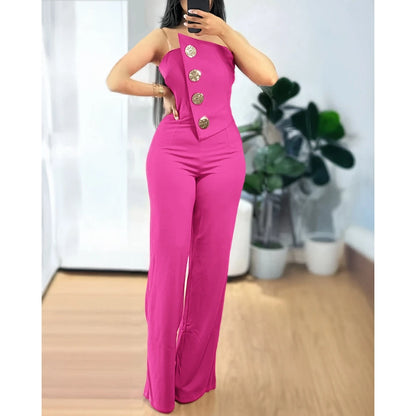 Asymmetrical Bandeau Strapless Jumpsuit